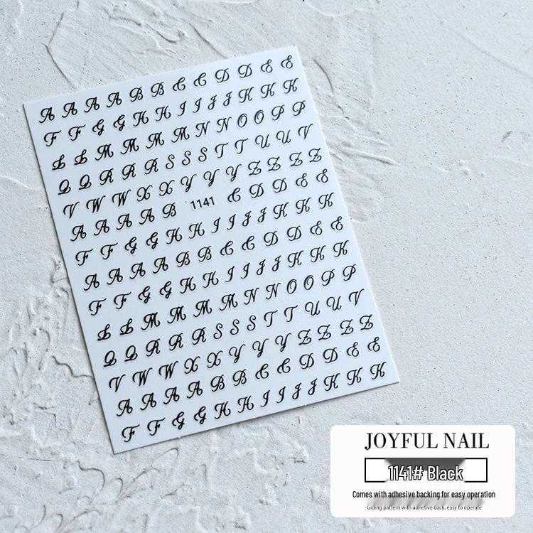 3D Laser Nail Stickers - Russian Symbols, Letters, Numbers for Influencer Style