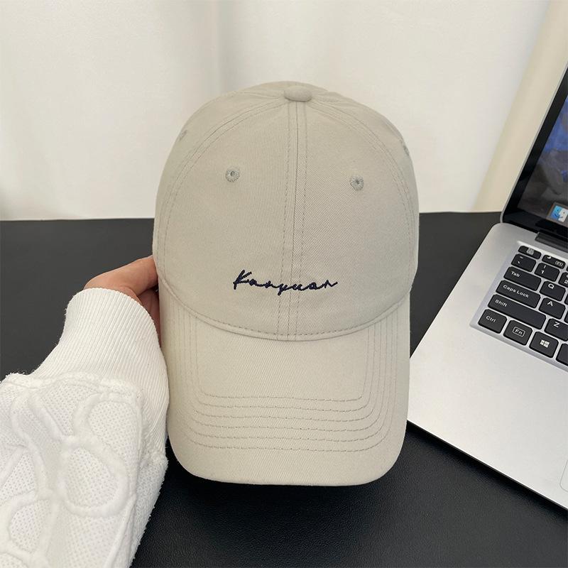 Retro Letter Baseball Cap Female Simple Versatile Sun Hat Big Head Circumference Soft Top Cap Female