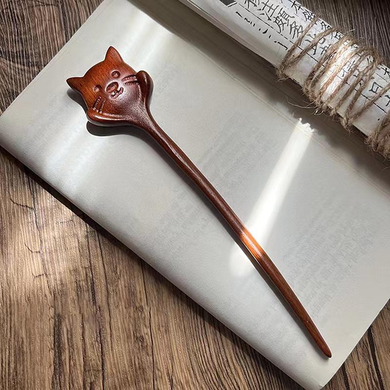 Chińskie sandałowe patyczki do włosów widelce styl retro ręcznie rzeźbione spinki do włosów kwiat zwierzę wzory styl pałeczek kobiety