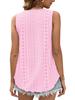 European & American Women's Summer Crew Neck Eyelet Sleeveless Tank Top T-Shirt