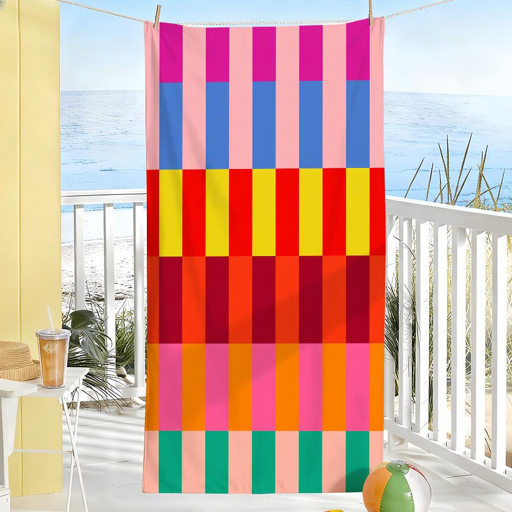 Colourful Stripes Towel Soft Pool Gift For Travel Gym Shower Camping Quick Dry Sports Large Beach Towels