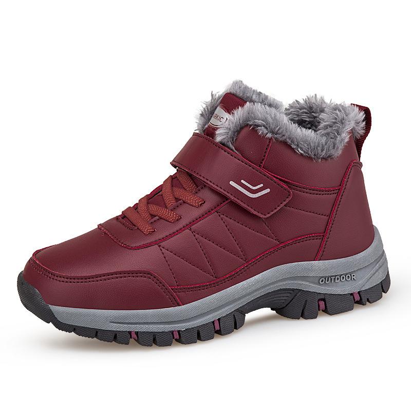Hot-selling leather cotton shoes large size velvet winter shoes warm outdoor waterproof and non-slip snow boots