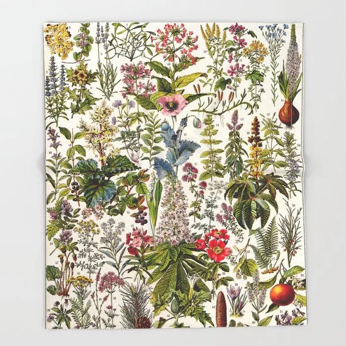 Adolphe Millot Fleurs Pour Tous French Vintage Poster Throw Blanket  Warm Microfiber Blanket Flannel Blanket