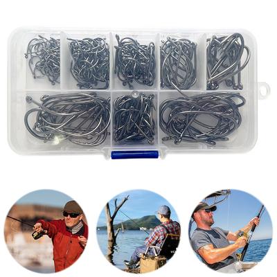 220PCS/Box Carp Fishhook High Carbon Steel Fish Hooks Fishing Barbed Hooks for Freshwater Saltwater Fishing Accessories