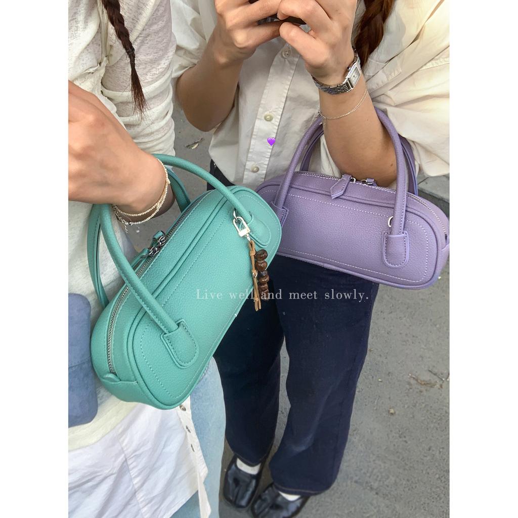 Summer Macaron Color Hand-held Bowling Bag, Stylish and Simple Commuter Bag, Cross-body Small Square Bag