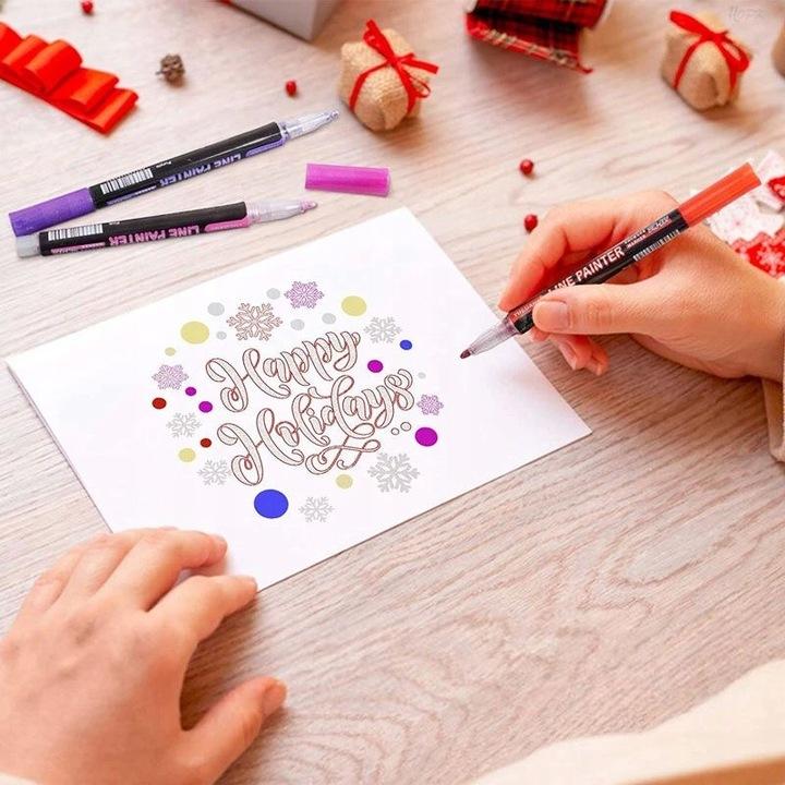 Magic glitter markers with double line effect - set of 8 colors