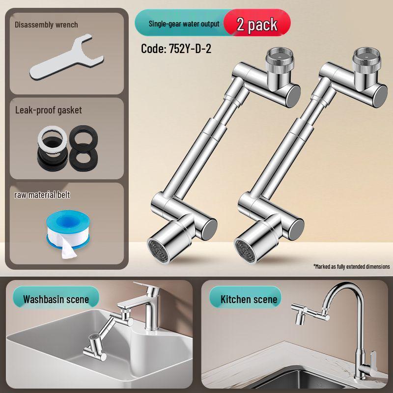 Universell robotarm sprutsikker kranforlenger med svingbart dusjhode booster