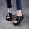 Ciabatte Zeppa Donna Suola Spessa Vera Pelle Comode Retro Sandali da Esterno