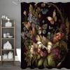 Duschdraperi med fjärilsblommor, Dekorativt duschdraperi för badrum, Vattentätt duschdraperi med krokar