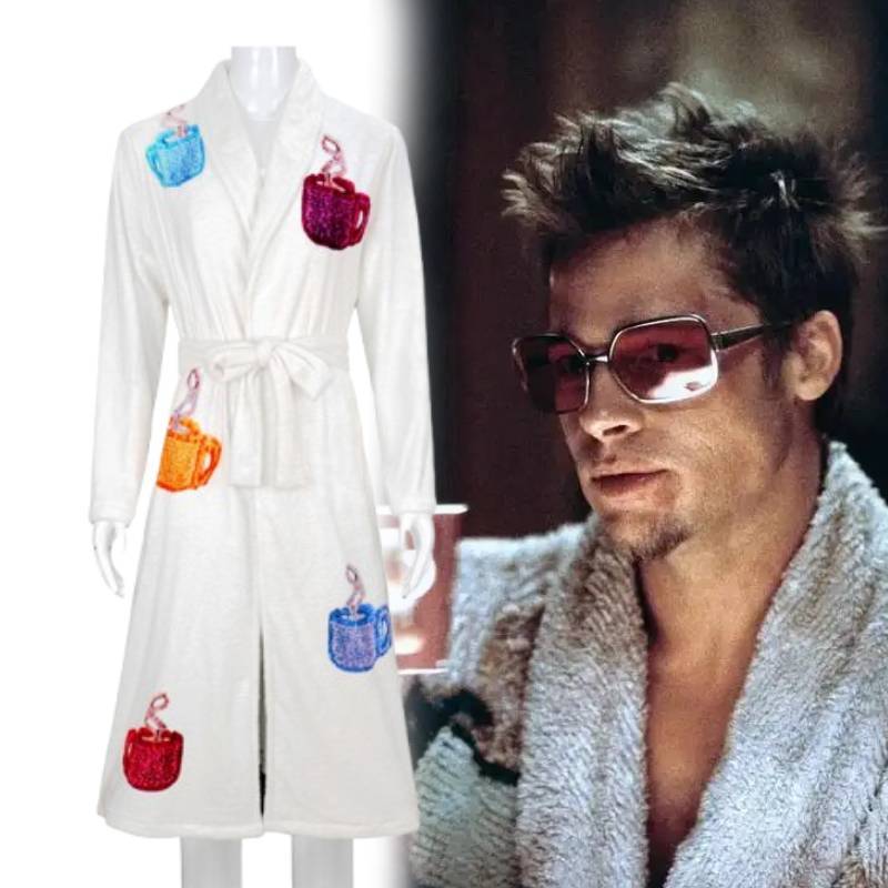 Fight Club Tyler Durden Accappatoio in Pile Corallo Costume Cosplay Per i Fan