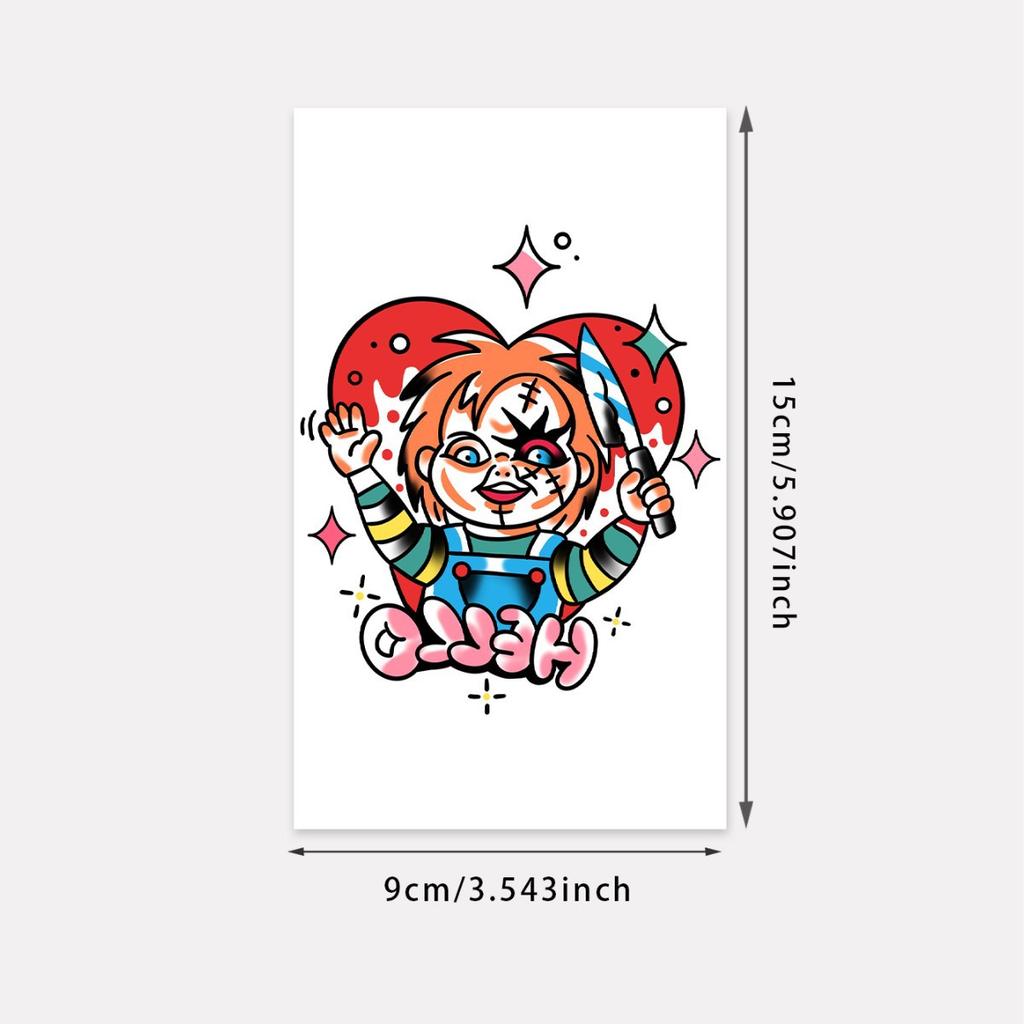 Ghost Chucky Cartoon Tattoo Sticker Sweet Cool Dark Wind Waterproof Lasting Arm Personalized Color Pattern Sticker