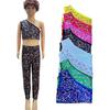Laser Leopard Print Sequin One-Shoulder Vest Crop Top for Kids & Adults, Unisex Sleeveless T-Shirt