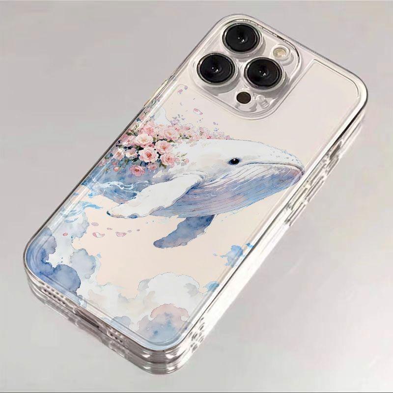 

Watercolor Whale Romantic Ocean Floral Phone Case For Samsung Galaxy S26 S24 S25 S23 Ultra S22 S21 S20 Plus FE A50 Soft Cover Galaxy A50