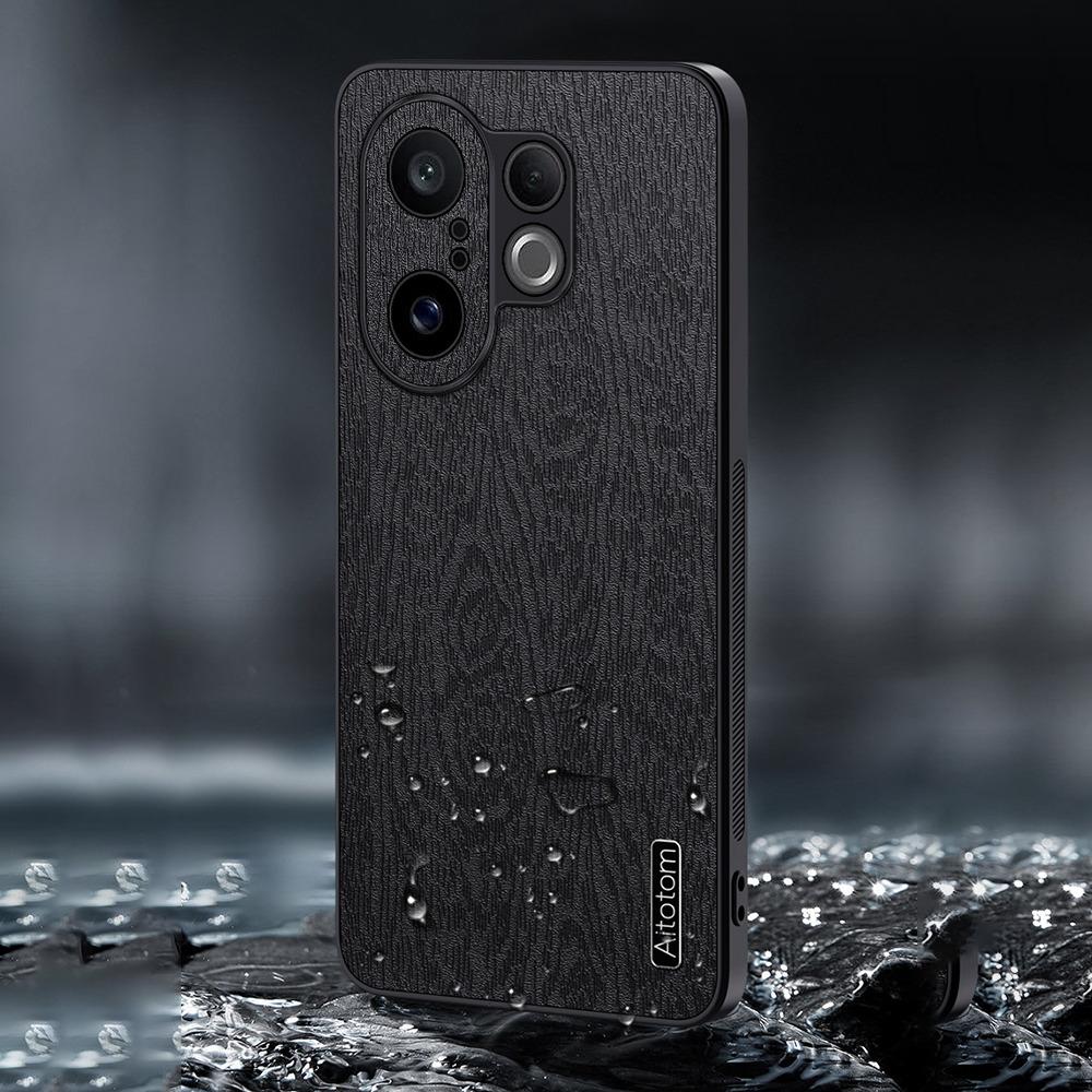 For Vivo S30 Pro Mini 5G Case Wood Texture PU Leather Coated PC TPU Phone Cover