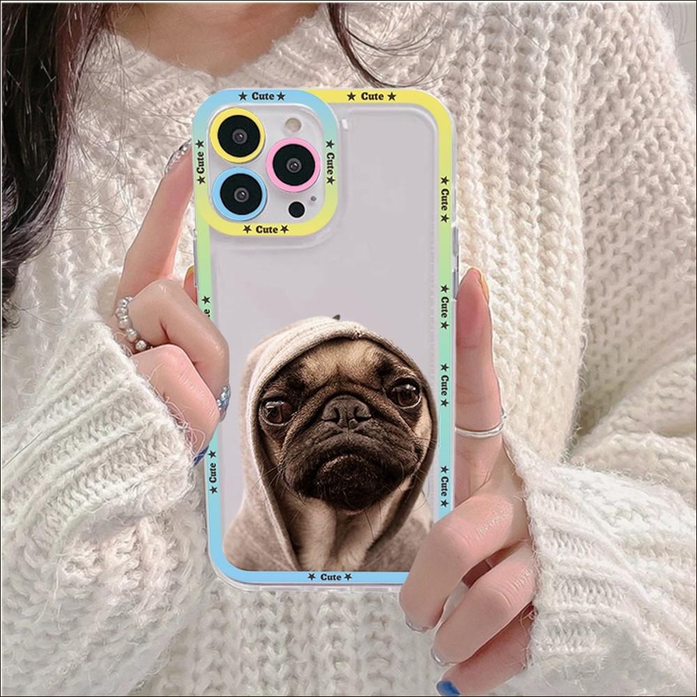 Pug Dog French Bulldog Phone Case For IPhone 14 13 12 11 Pro Max Mini X Xs XR 6 7 8 Plus SE 2020 Transparent Case