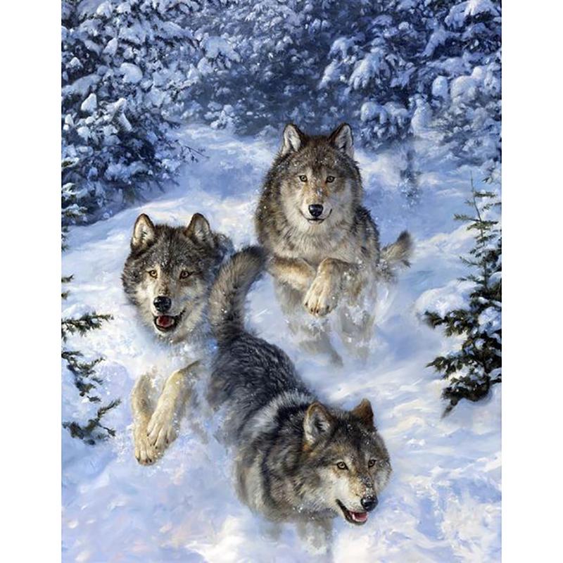 Diy Wolf 5D Diamond Painting Full Round Drill Animals Diamond Embroidery Cross Stitch Mosaic Rhinestone Wall Art Home Decor