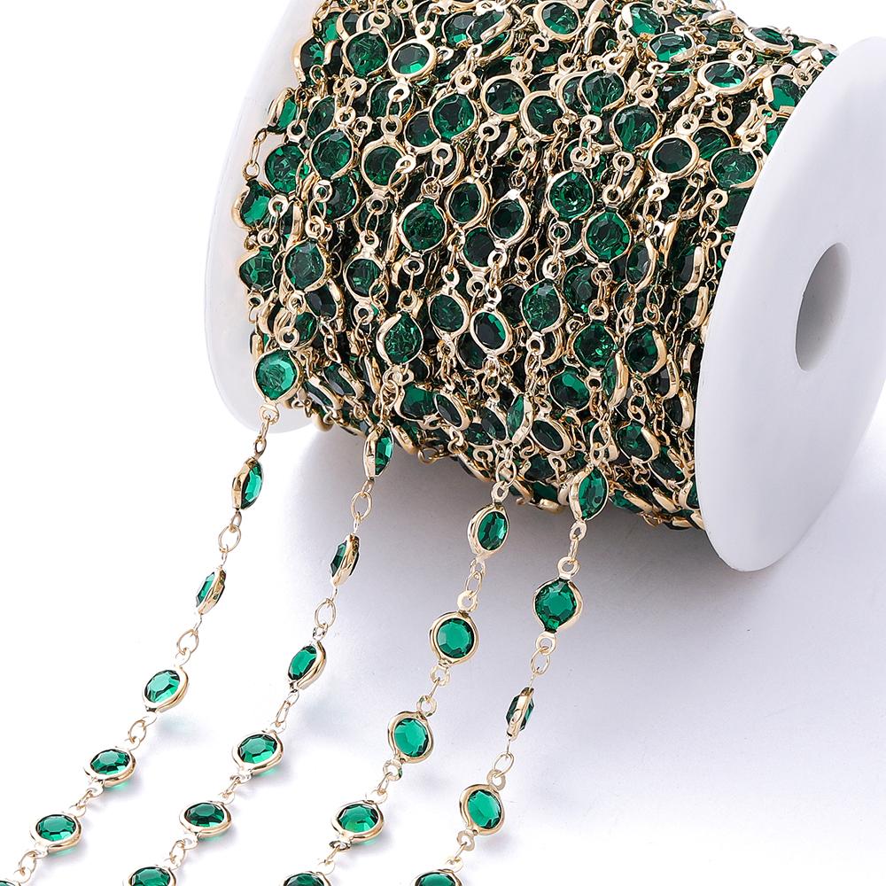 1Meter Colorful Glass Crystal Beads Chain Copper Chains for Necklace Bracelet Jewelry Making DIY Components Accessories