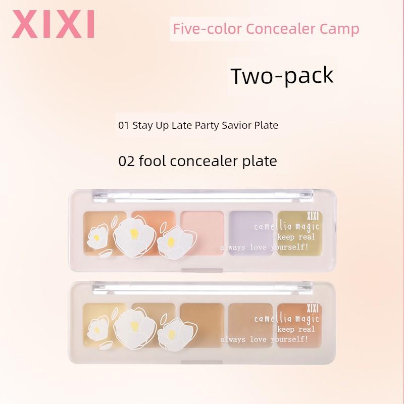Xixi Five-Color Concealer Set, Concealer Palette for Women, Covers Spots, Acne Marks, Dark Circles, Brightens Tear Troughs, Affordable for Students