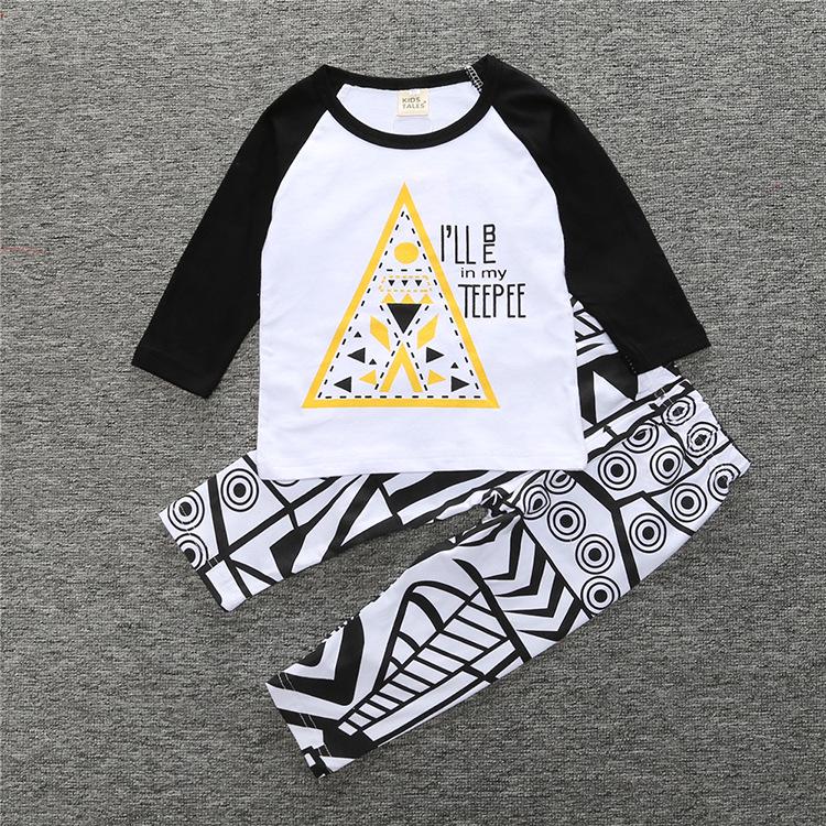 Spring & Summer INS Style Baby & Kids Short Sleeve Printed T-Shirt and Pants Set