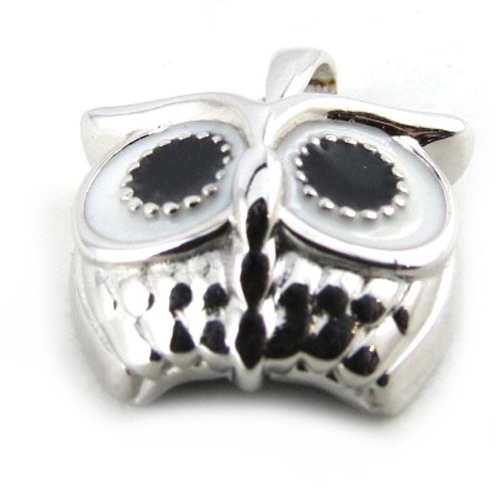 Les Trésors De Lily [N0335] - Stříbrný přívěsek 'Sova' černá bílá stříbrná