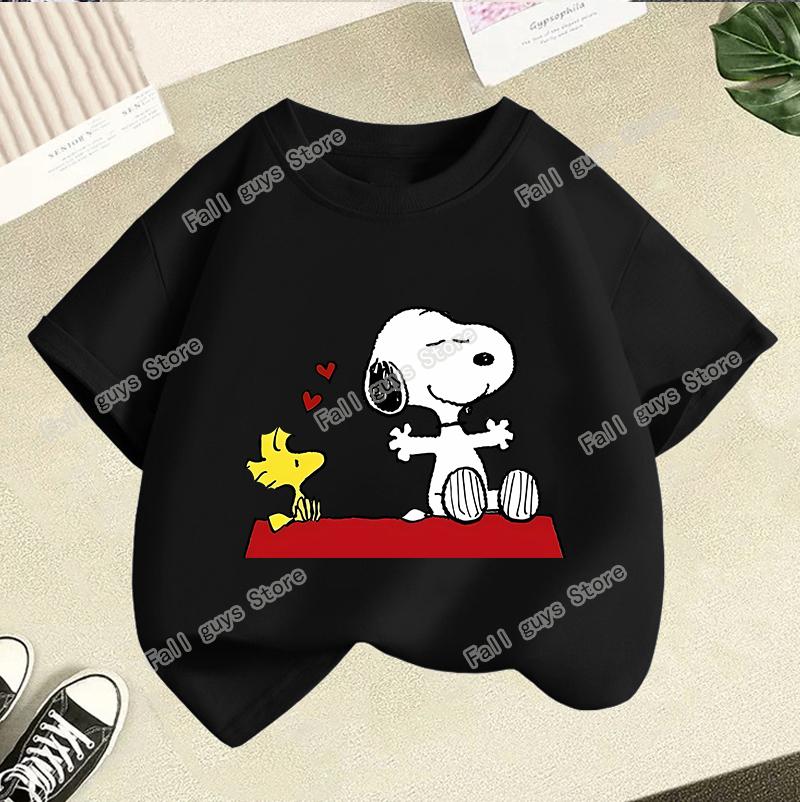 Snoopys Kids TShirt Anime Boys Girls Short Sleeve Tops Summer Breathable Baby Cartoon Tees Cute Dog Print Clothes Birthday Gifts