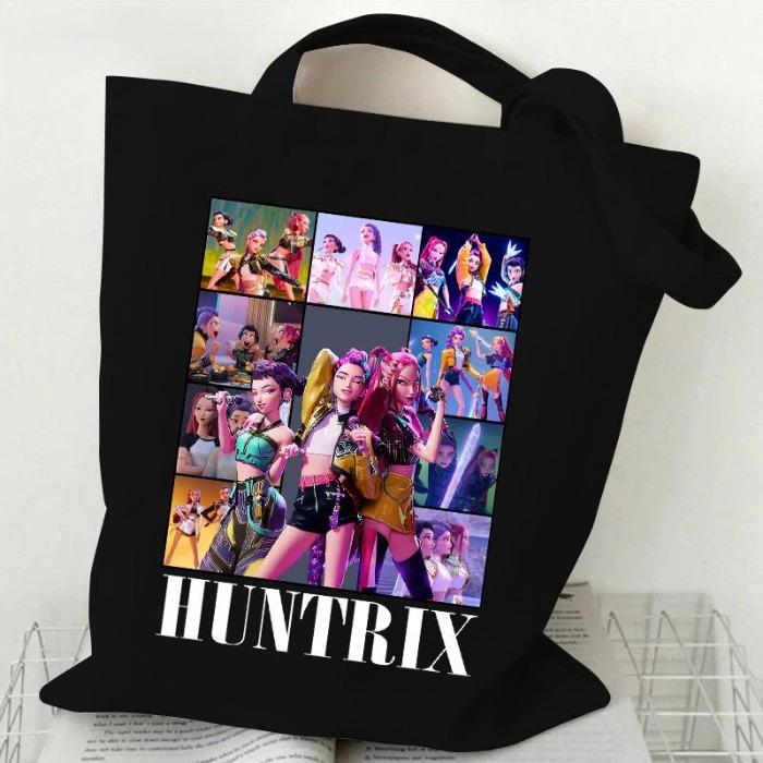 Kpop Anime Peripheral Canvas Bag Printed Fashion Shoulder Bag Women'S Large Capacity Student Portable Handbag
