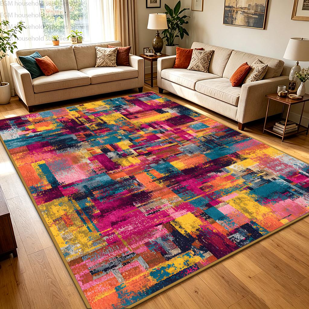 Modern Colorful Abstract Geometric Carpet for Living Room Large Rug Non-slip Soft Floor Mat Bedroom Decoration Home Izable