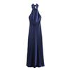 European & American Style Women's Autumn Halter Neck Silk Satin Dress