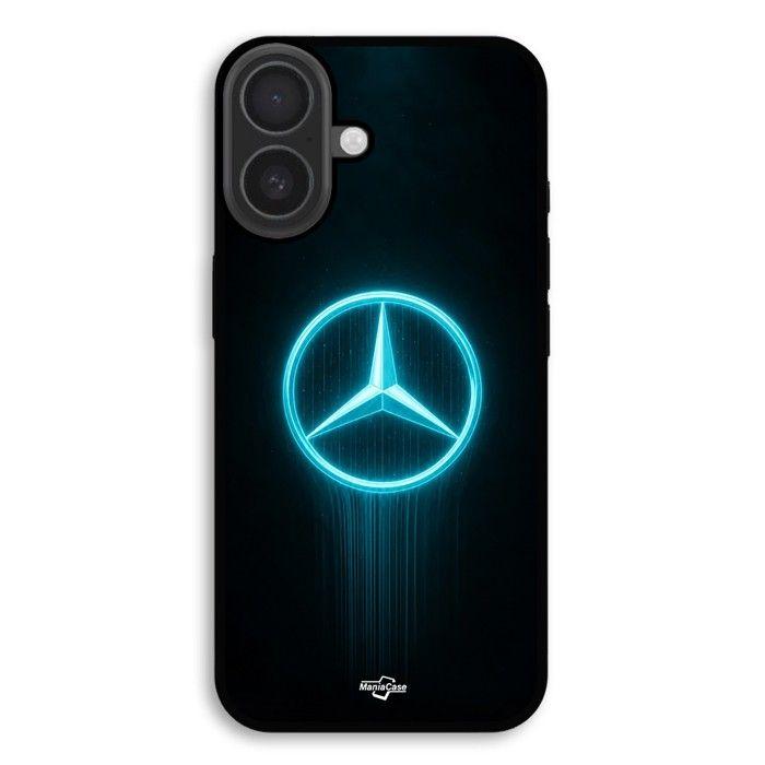 Hülle Für iPhone 18 Mercedes Benz Logo Stern Neon Blau Schwarz Premium Design Maniacase schwarz
