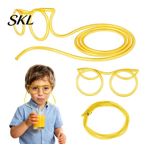 Odor-free Plastic Straw Funny Glasses Straw, Creative Eyewear Drinking Tube for Parties, Bendable Flexible Kids Safe Juice Soda Milk Tea, Novelty Gag