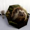 1 PC Automatic Folding Umbrella - Squirrel and Hedgehog Pattern, Portable & Foldable Design with 8 Ribs, Christmas Birthday Gifts