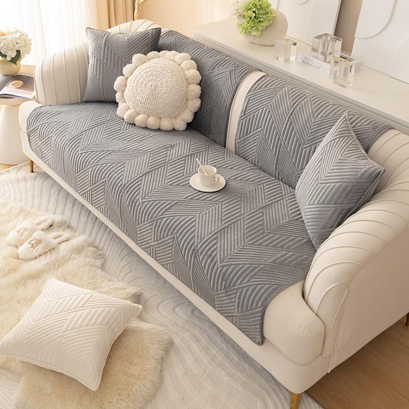 Sofa Cushion for All Seasons, Non-slip, Thickened Plush Cushion for Winter, Simple Modern Sofa Cover with Cloth Towel