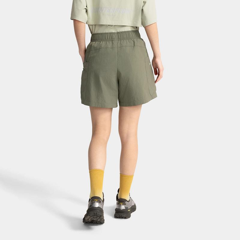 Li Ning CF Suo Solid Color Comfortable Casual Versatile Letter Work Shorts Women Shorts Tea-Green AKSV230-2