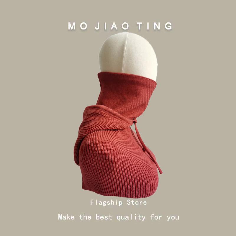 Damen Wintermütze mit integriertem Schal & Maske - Kuschelig, dick gestrickt, einfarbig, koreanischer Stil Pullover-Schal