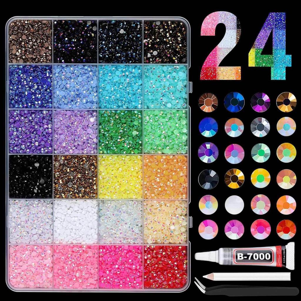Nail Art Accessories: 40-Grids Colored Resin Flat-Bottom Jelly Rhinestones for DIY Nails, Clothing, and Phone Decoration
