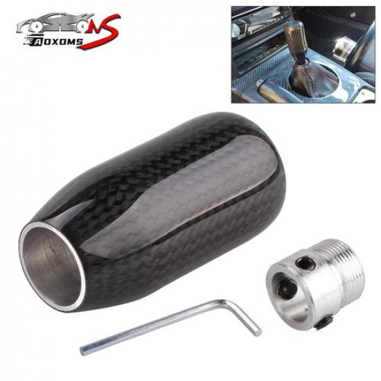 Universal Black Real Carbon Fiber Manual MT Gear Stick Shift Knob Shifter Lever