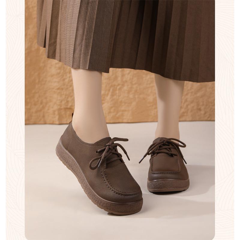 Wiosna Jesień Damskie Mokasyny na Platformie Płaskie Miękkie Damskie Buty Casual Markowe Czarne Brązowe Wygodne Duży Rozmiar 41