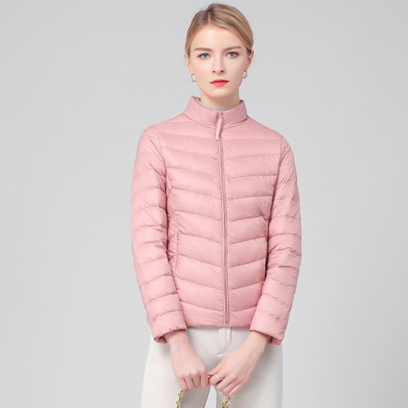 Down Jacket Women's Short New Trendy Fashion Versatile Light and Thin Duck Down Stand-up Collar Slim Jacket