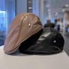 Autumn and winter new PU leather forward hat children's casual peaked hat British retro detective hat sun protection shade gentleman hat