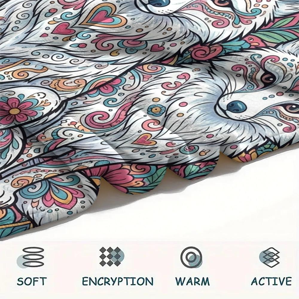 1PC Bohemian Art Animals Print FlAannel Blanket, High quality Comfortable for All Seasons, Home Decor, Warmth and Comfort
