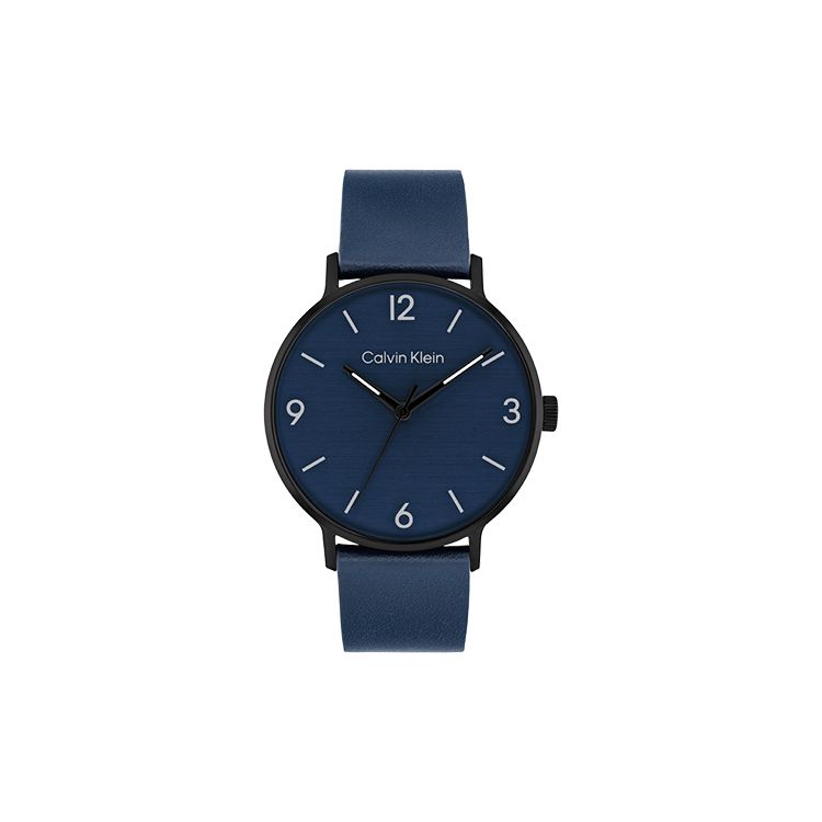 Calvin Klein Quartz Watch Leather Strap Blue Dial Minimalist Mens Watch Men watches 25200436 Blue