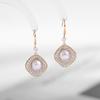 Natural Freshwater Pearl Geometric Earrings for Women Pendientes Micro Pave Cubic Zirconia Earring Designer Fashion Jewellery