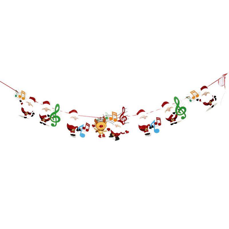 Christmas Banner Merry Pennant Hanging Flag Bunting Santa Claus Reindeer Snowman