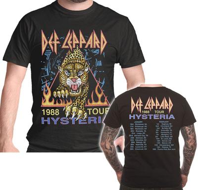 T-shirt Def Leppard Hysteria 88 Tour Album Rock Licenziata Nuova