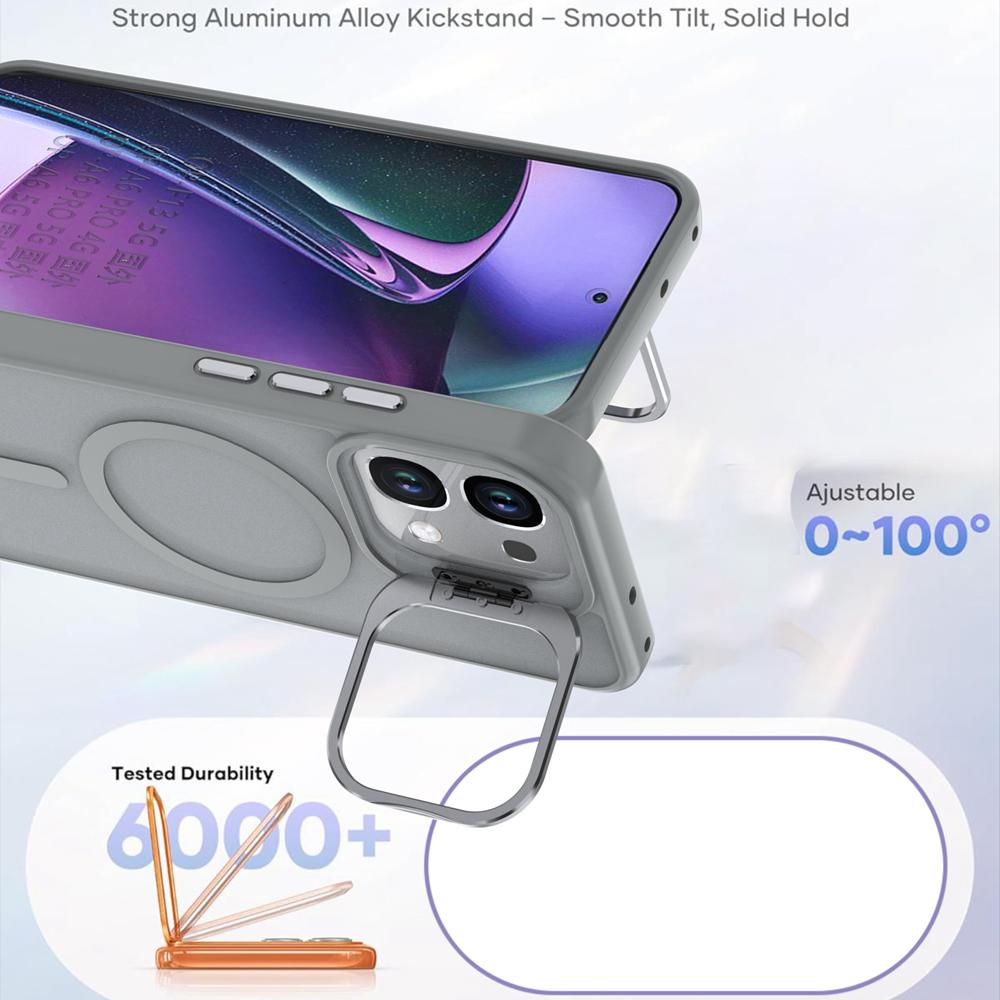 KEYSION Lens Stand Magnetic Phone Case for MagSafe for OPPO A6 Pro 5G Matte Translucent Shockproof Back Cover for OPPO A6 Pro