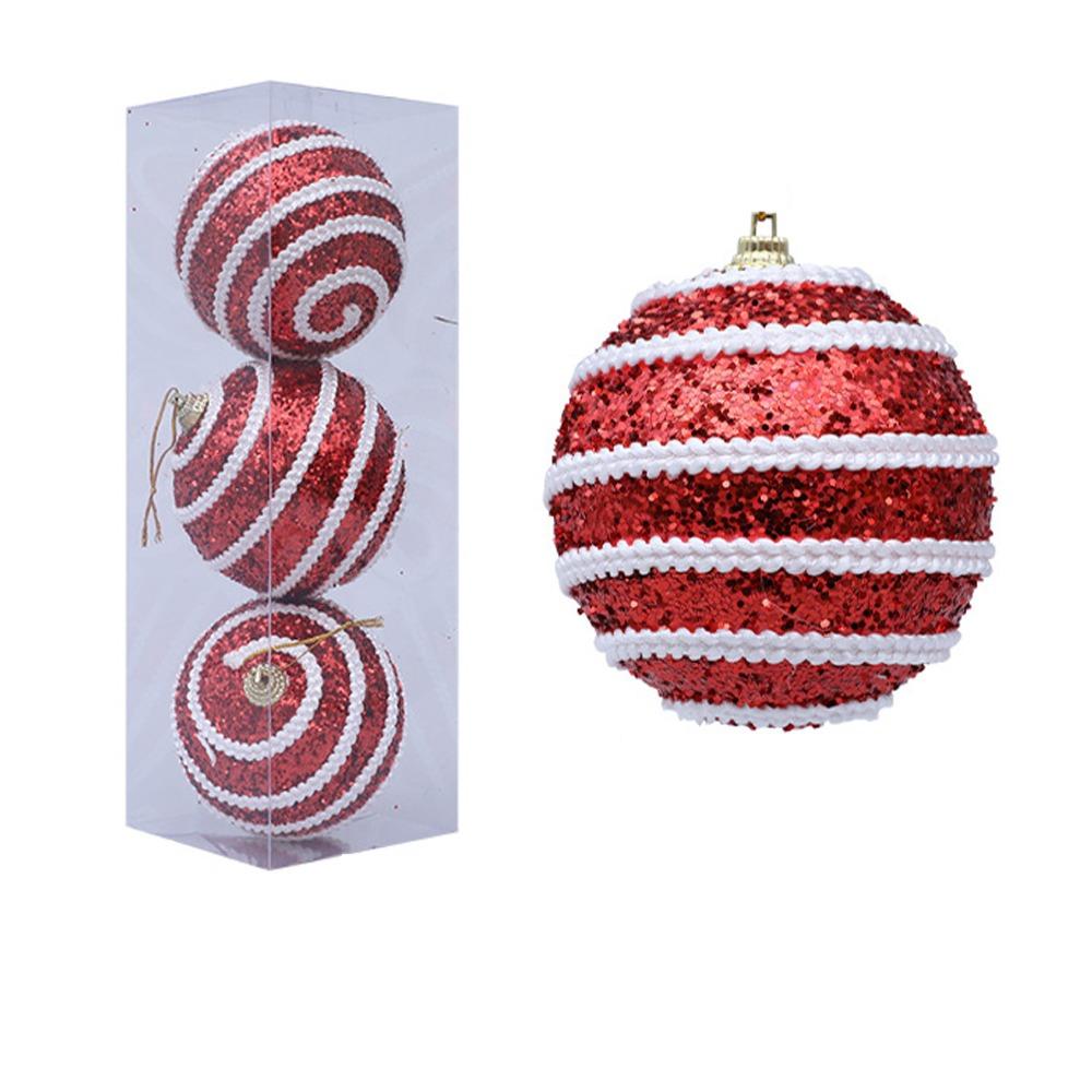 

Glitter Foam Christmas Ball Ornaments 8cm Xmas Tree Decor Holiday Celebration Style 1