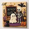 Halloween Craft Supplies Faux Pearl Painting Kit DIY Witchcraft Art 3D Seasonal Bead Wall Kit for Adults Beginners Handmade Holiday Decor Shiny