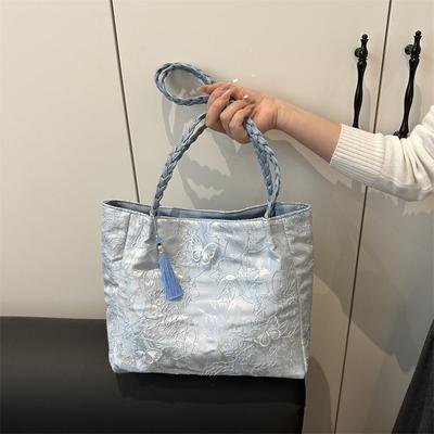 New Chinese Style Top Handle Bag Summer Large Capacity Vintage Shoulder Bag Hanfu Accessory Texture Comfortable Commuting Bag