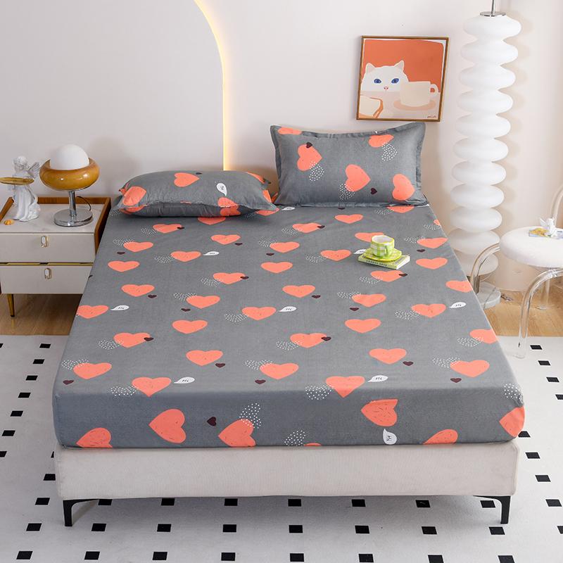 Red Flower Printed Bed Sheet Sets Queen/King Size Matrimonial Reactive Printed Fitted Bedsheets for Double Bed