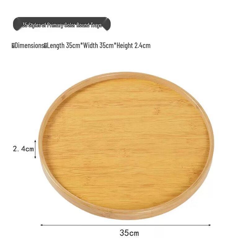 Jingbaodi Chinese Style Round Bamboo Tea Tray